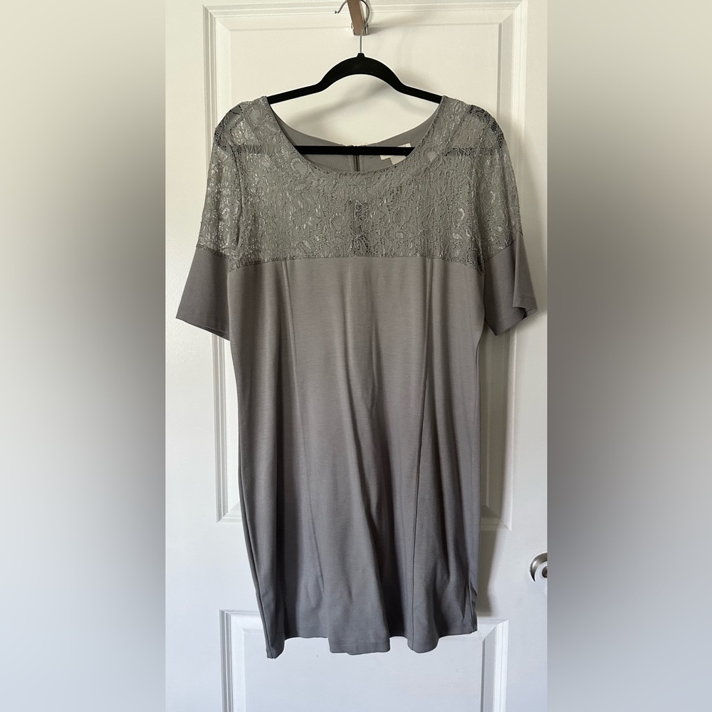 Gray Lace and Body Con Dress